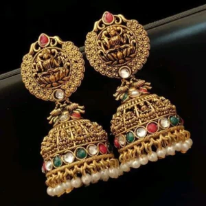 Traditional Temple Lakshmi Jhumka Earrings